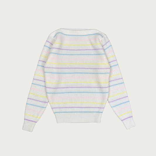 (M) Boatneck Pastel Striped Sweater