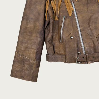 (XL) 80s/90s Fringe Leather Jacket