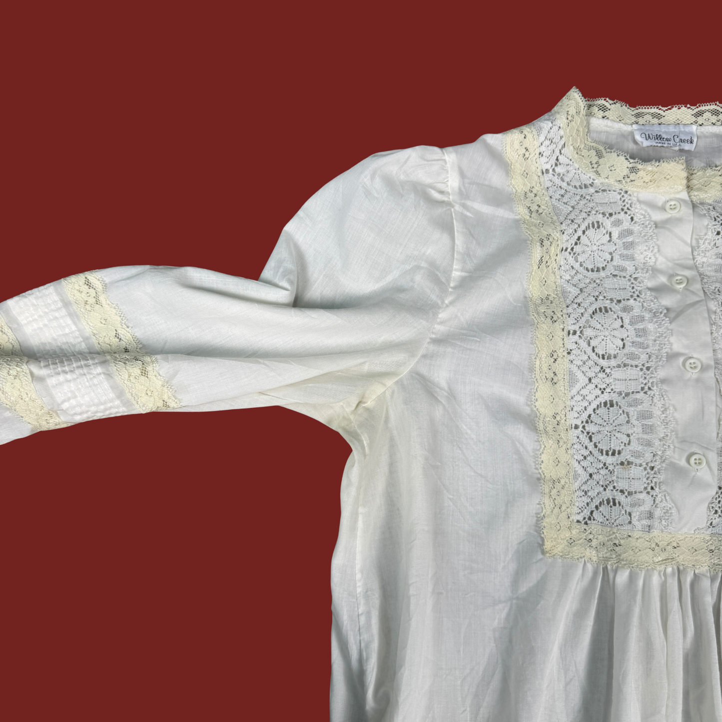 (M) White Cotton Maxi Nightgown