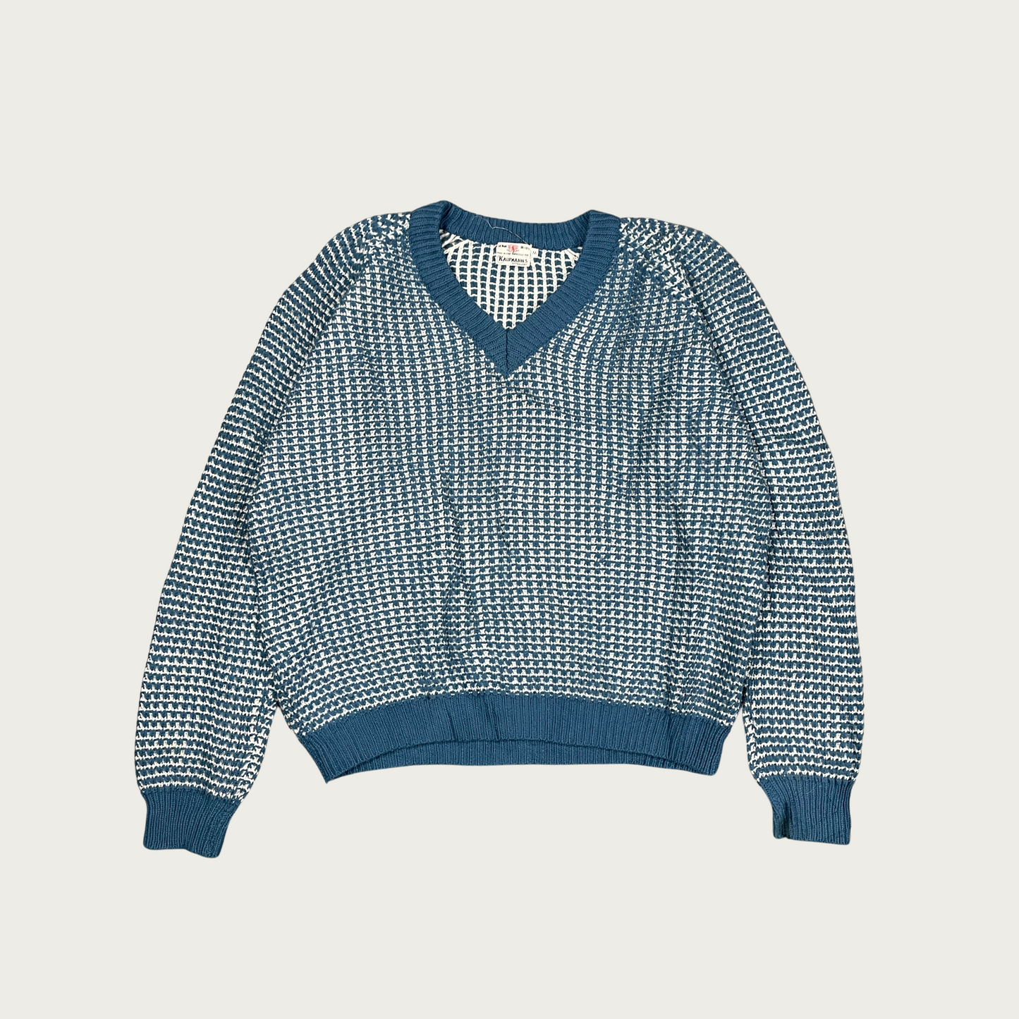 (M) Blue and White Wool Sweater