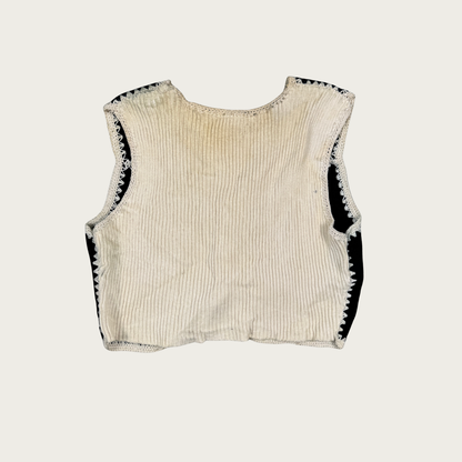 (M/L) 80s/90s Black/Cream Suede Knit Vest