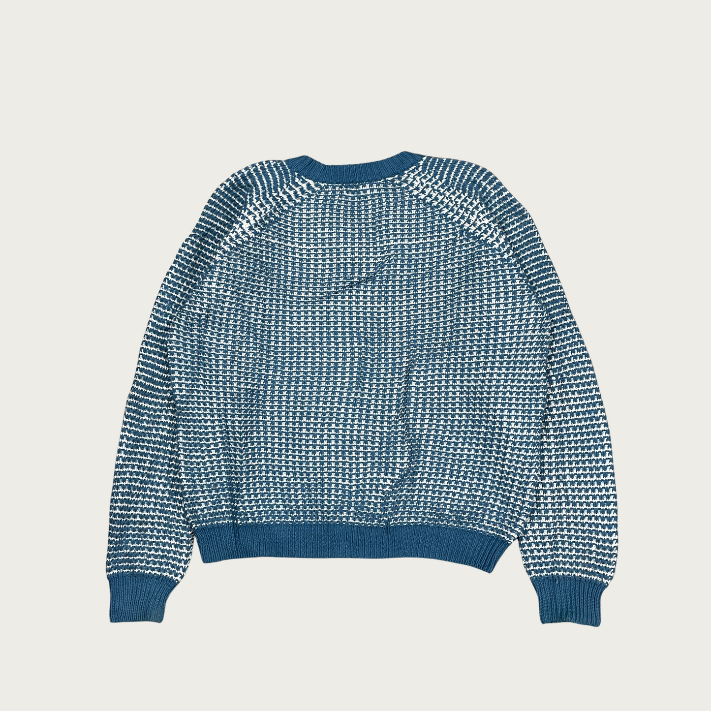 (M) Blue and White Wool Sweater