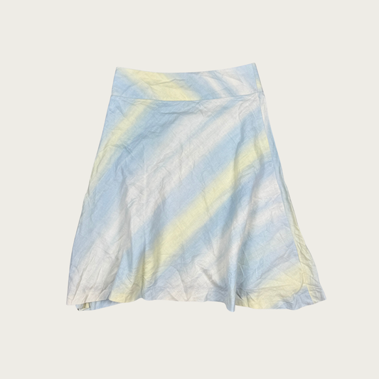 (31") Pastel Gradient Striped Linen Midi Skirt