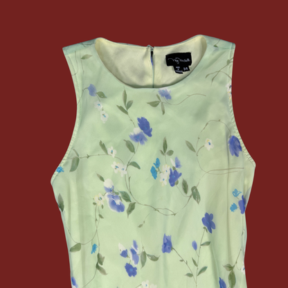 (S) Y2K My Michelle Green Floral Maxi Dress