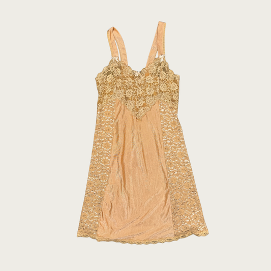 (M) Orange Lace Vintage Slip Dress
