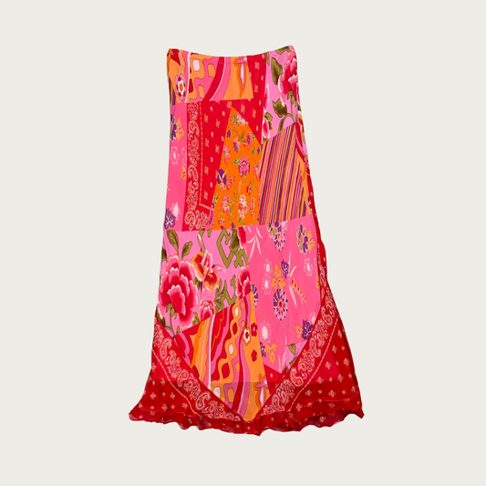 (S/M) Multi Pattern Patchwork Maxi Skirt