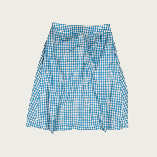 (26") 70s/80s Blue Gingham Midi Skirt