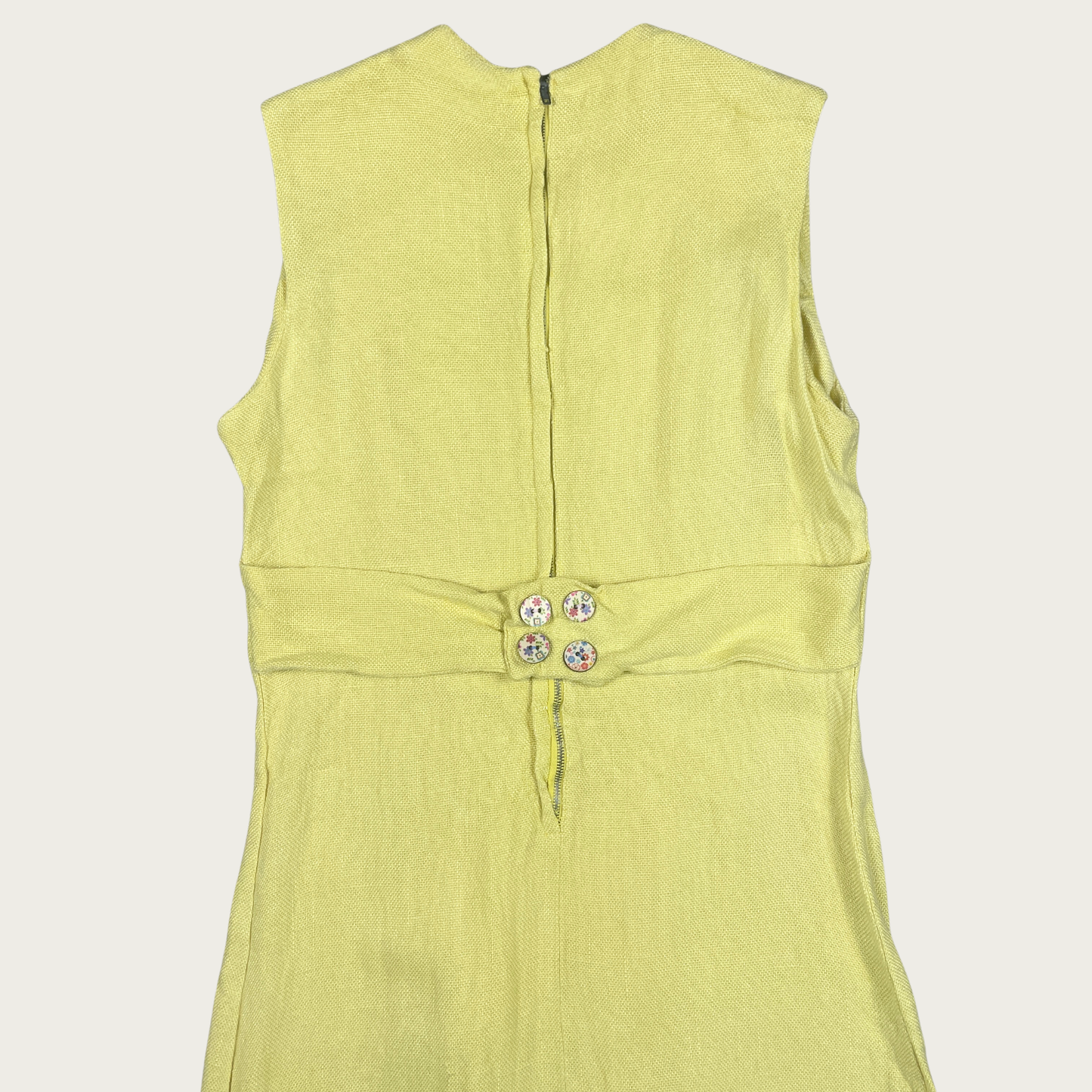 (M) 60s Yellow Daisy Applique Dress