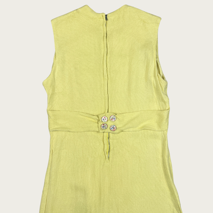 (M) 60s Yellow Daisy Applique Dress