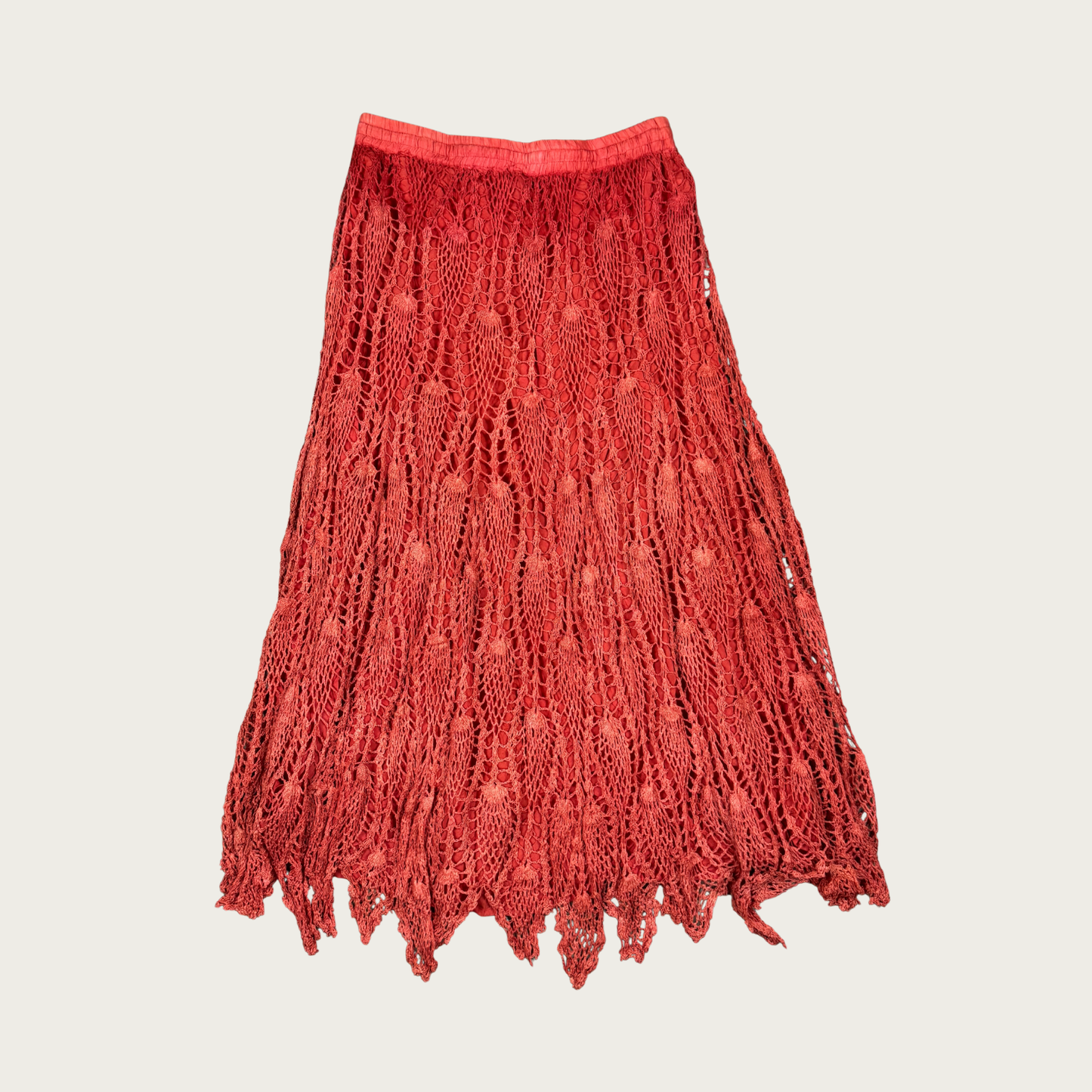 (S/M) Y2K Orange Crochet Maxi Skirt