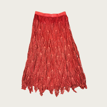 (S/M) Y2K Orange Crochet Maxi Skirt