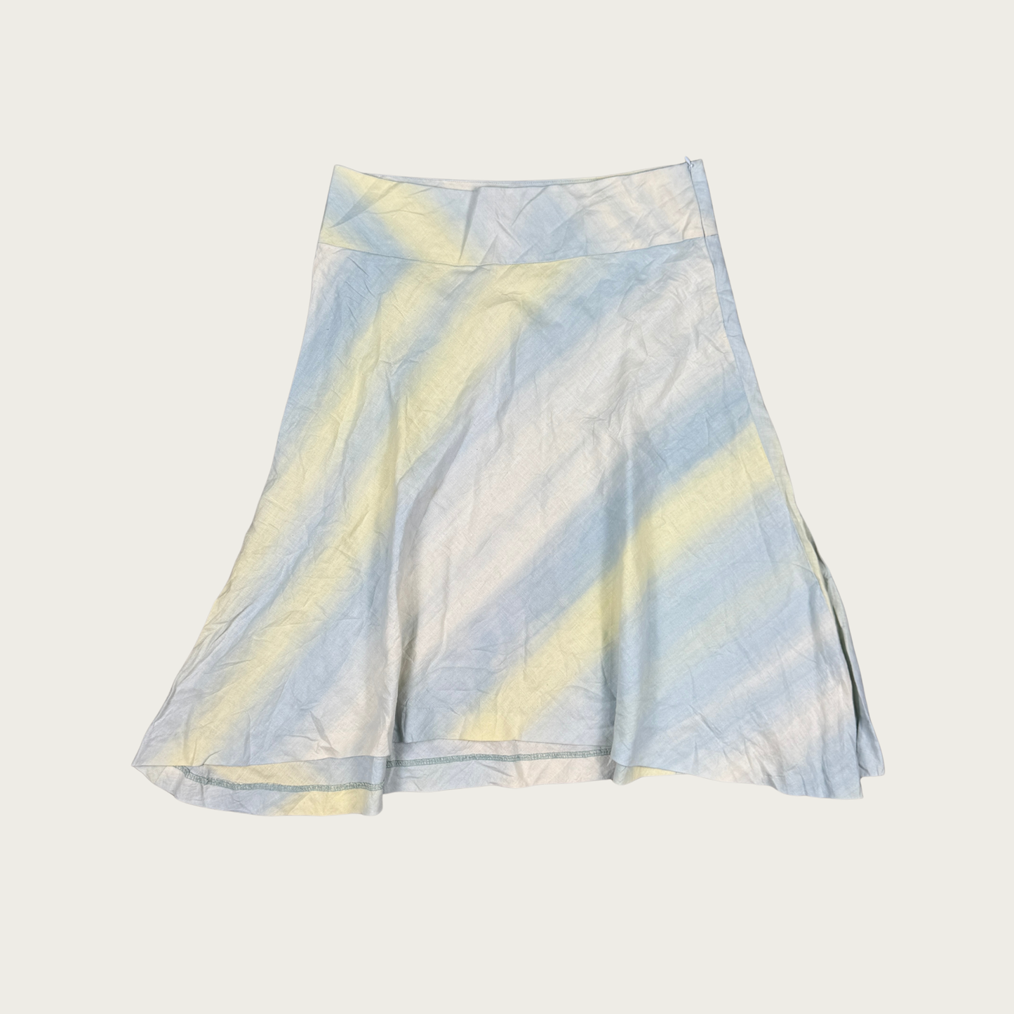(31") Pastel Gradient Striped Linen Midi Skirt