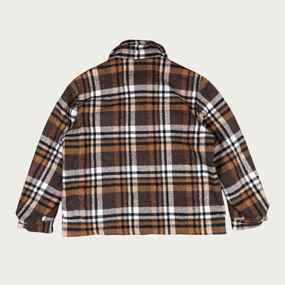 (L) 70s/80s Brown Plaid Fleece Lined Jacket