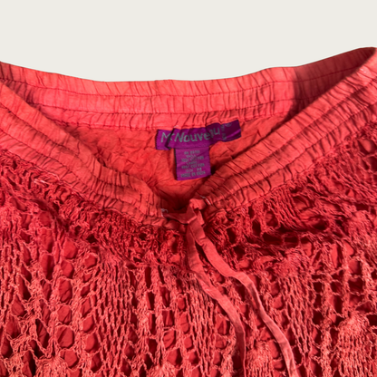 (S/M) Y2K Orange Crochet Maxi Skirt
