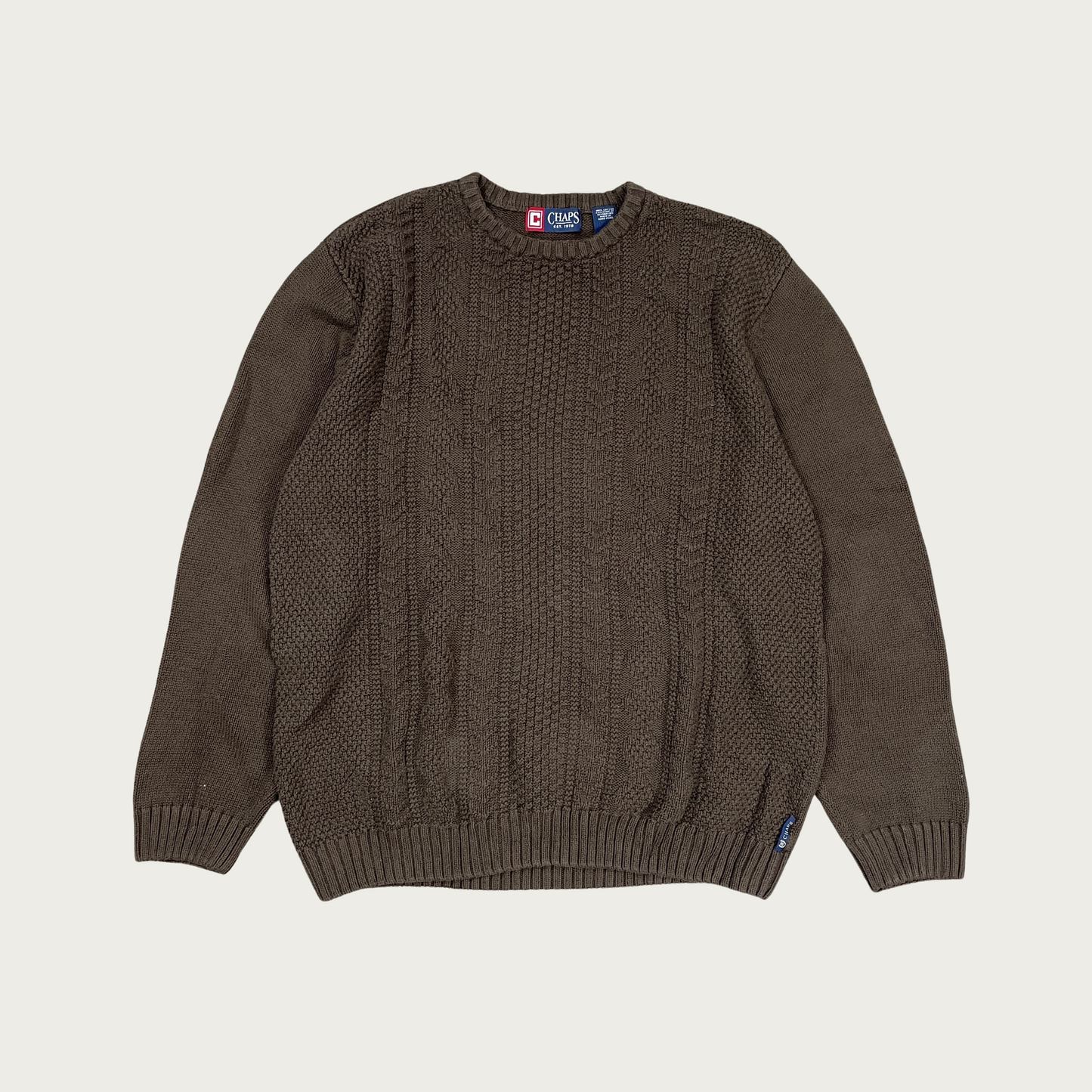 (L) Brown Cable Knit Sweater