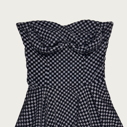 (S) 50s/60s Velvet Checker Dress