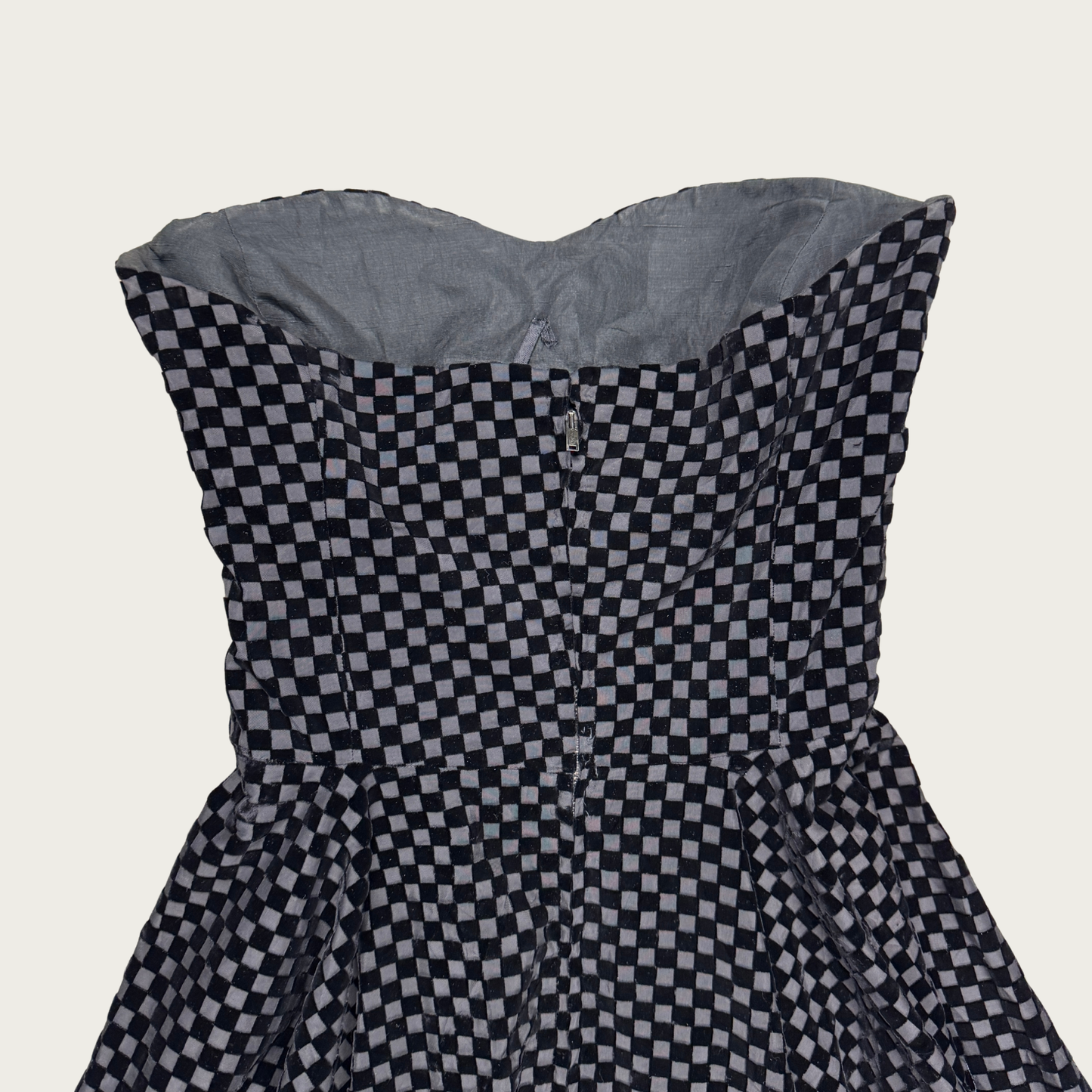 (S) 50s/60s Velvet Checker Dress