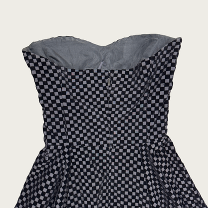 (S) 50s/60s Velvet Checker Dress