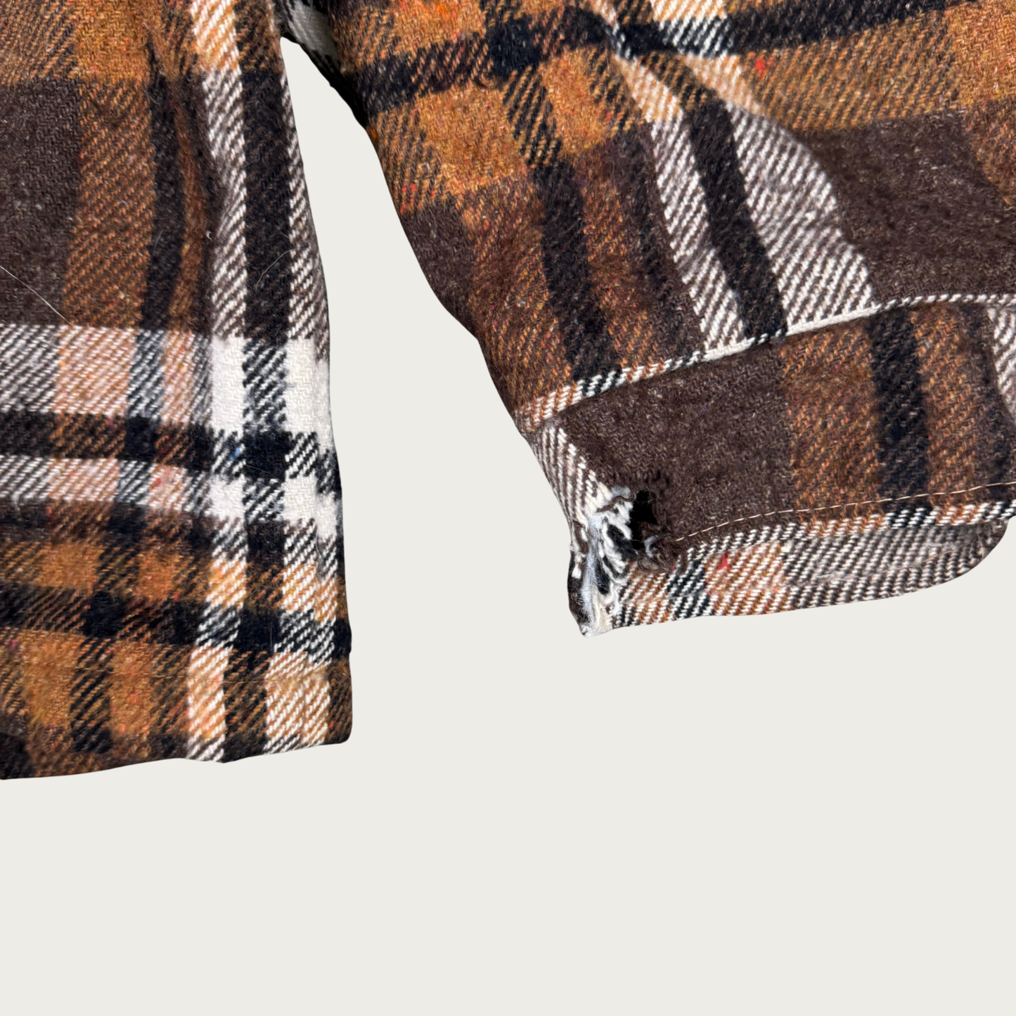 (L) 70s/80s Brown Plaid Fleece Lined Jacket