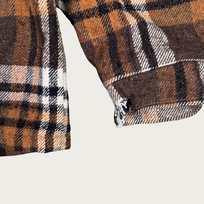 (L) 70s/80s Brown Plaid Fleece Lined Jacket