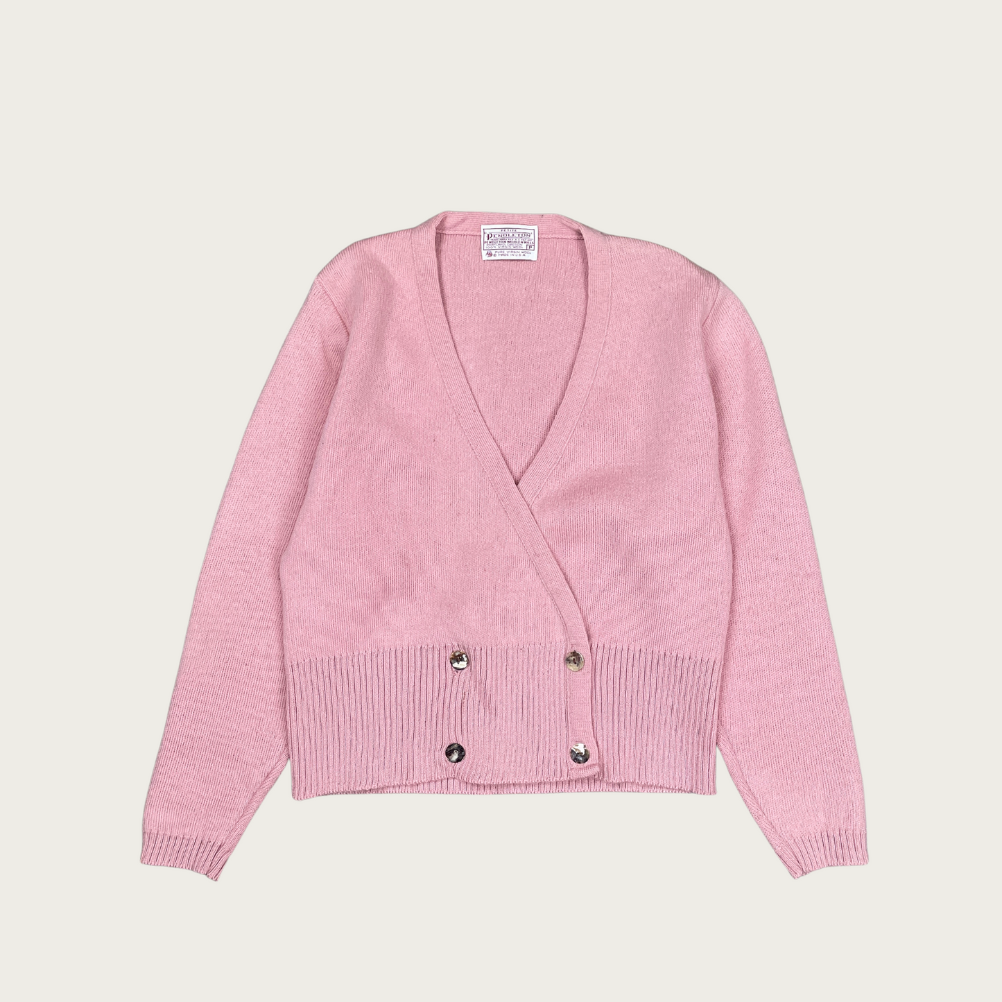 (S) Pink Double Breasted Wool Cardigan