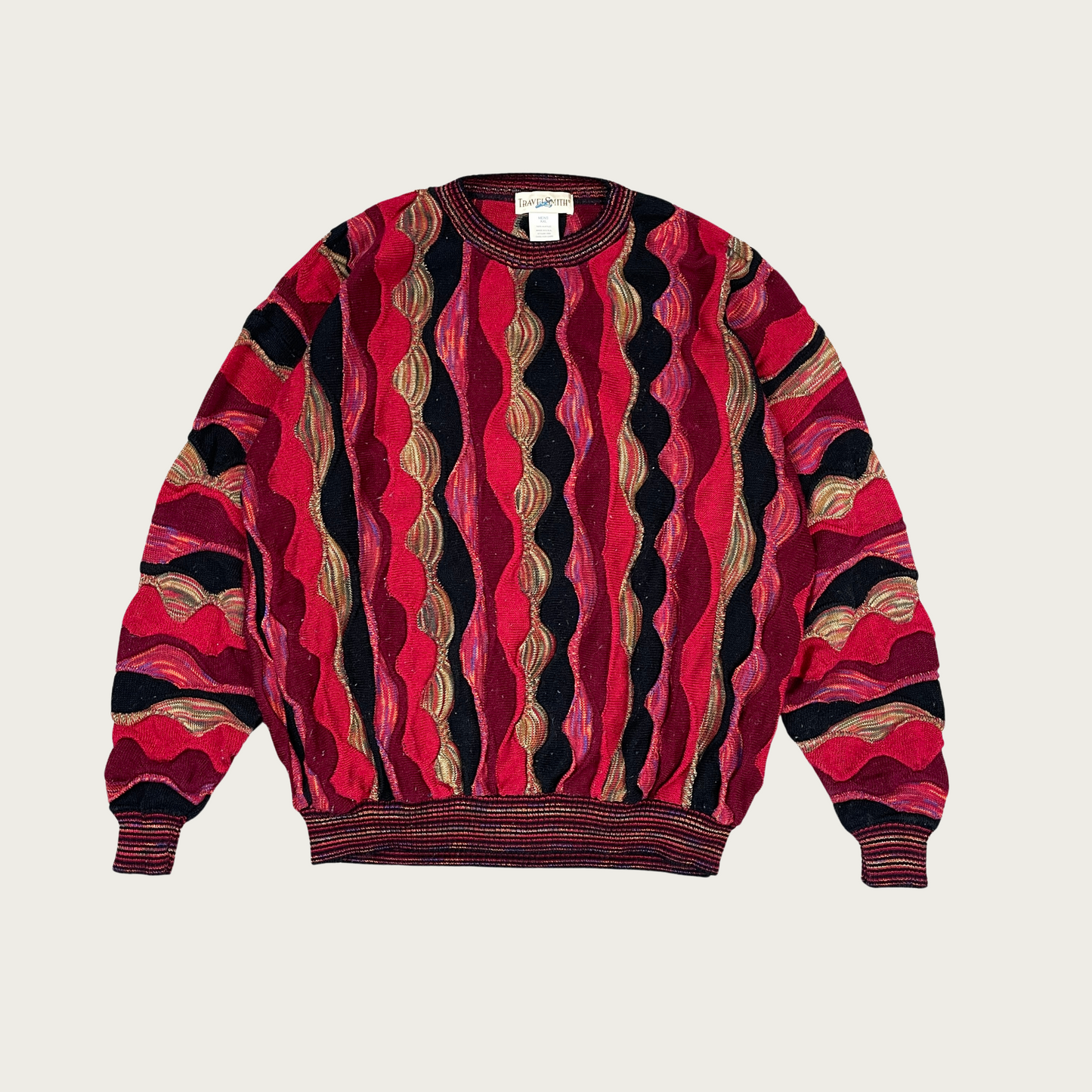 (2XL) 3D Knit Wave Pattern Sweater