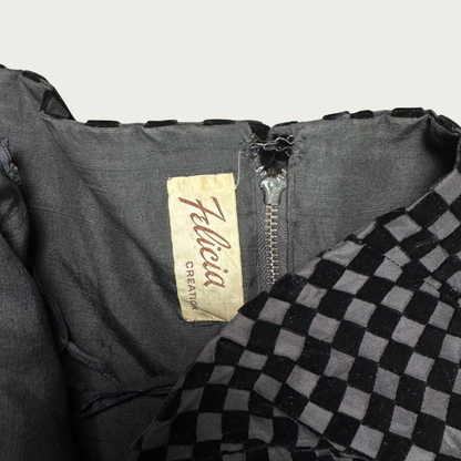 (S) 50s/60s Velvet Checker Dress