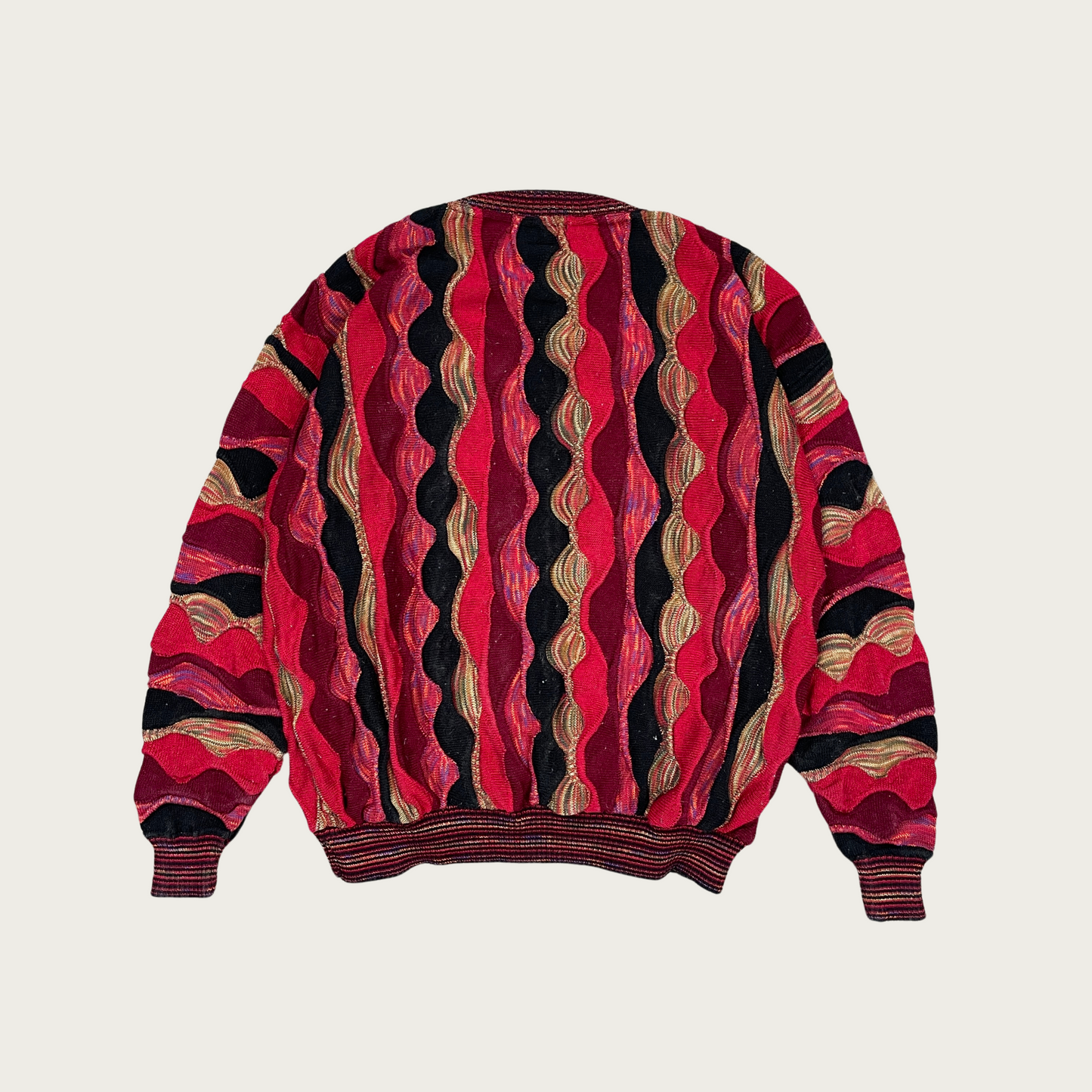 (2XL) 3D Knit Wave Pattern Sweater