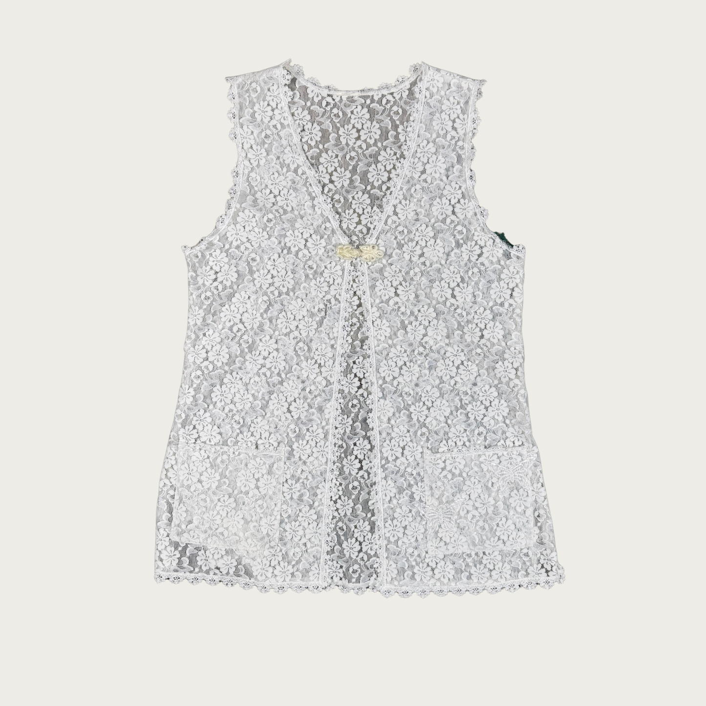(M) White Lace Vest