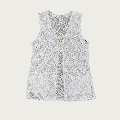 (M) White Lace Vest