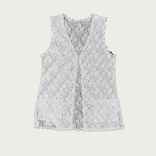 (M) White Lace Vest