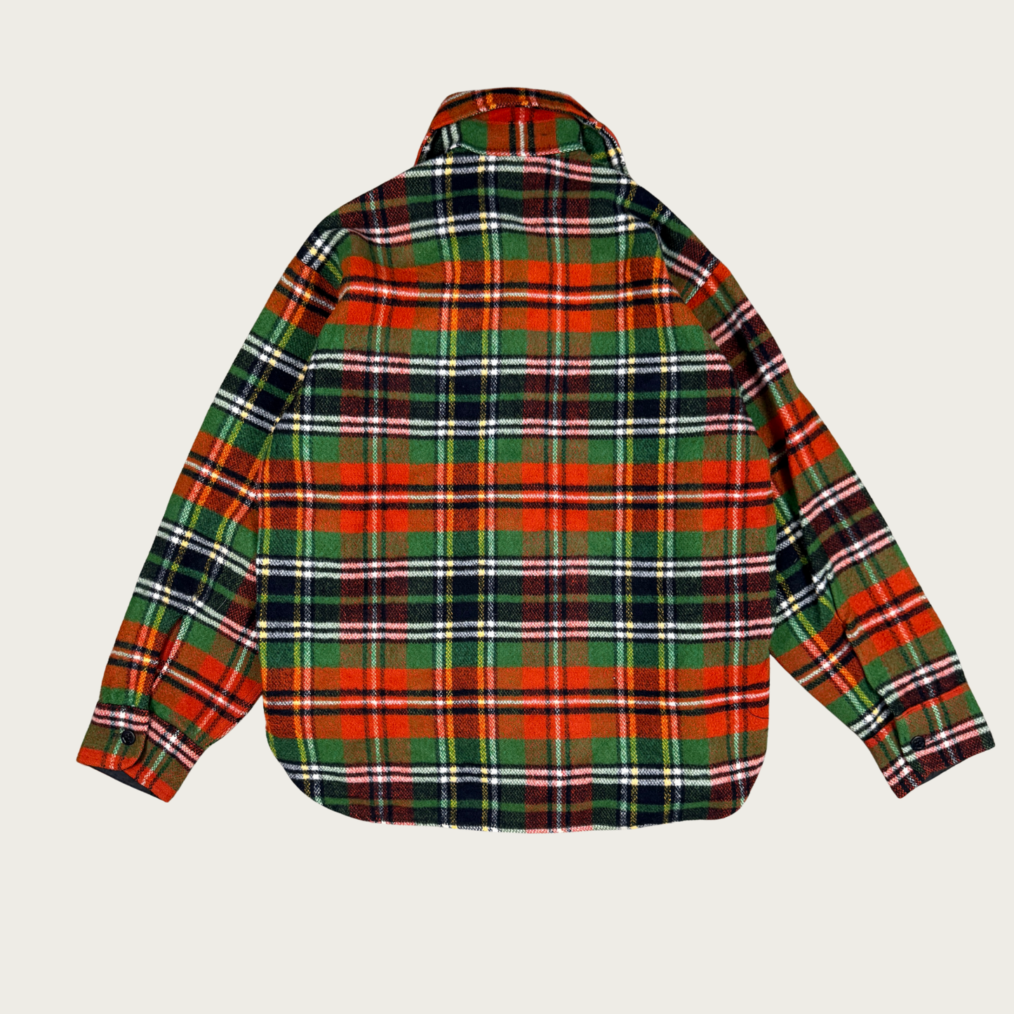 (L) 70s/80s Green/Orange Plaid Shacket