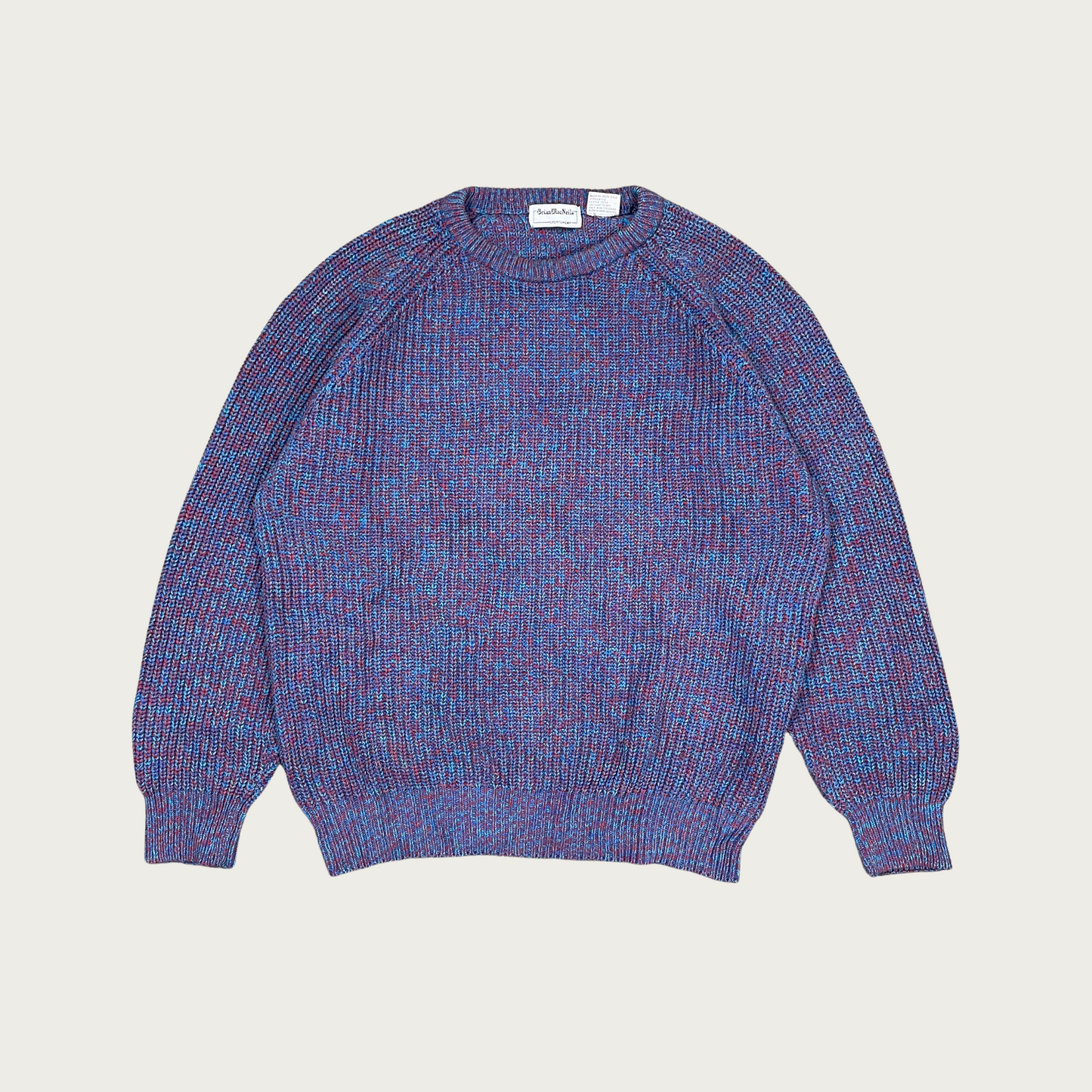 (L) Blue and Red Marled Knit Sweater