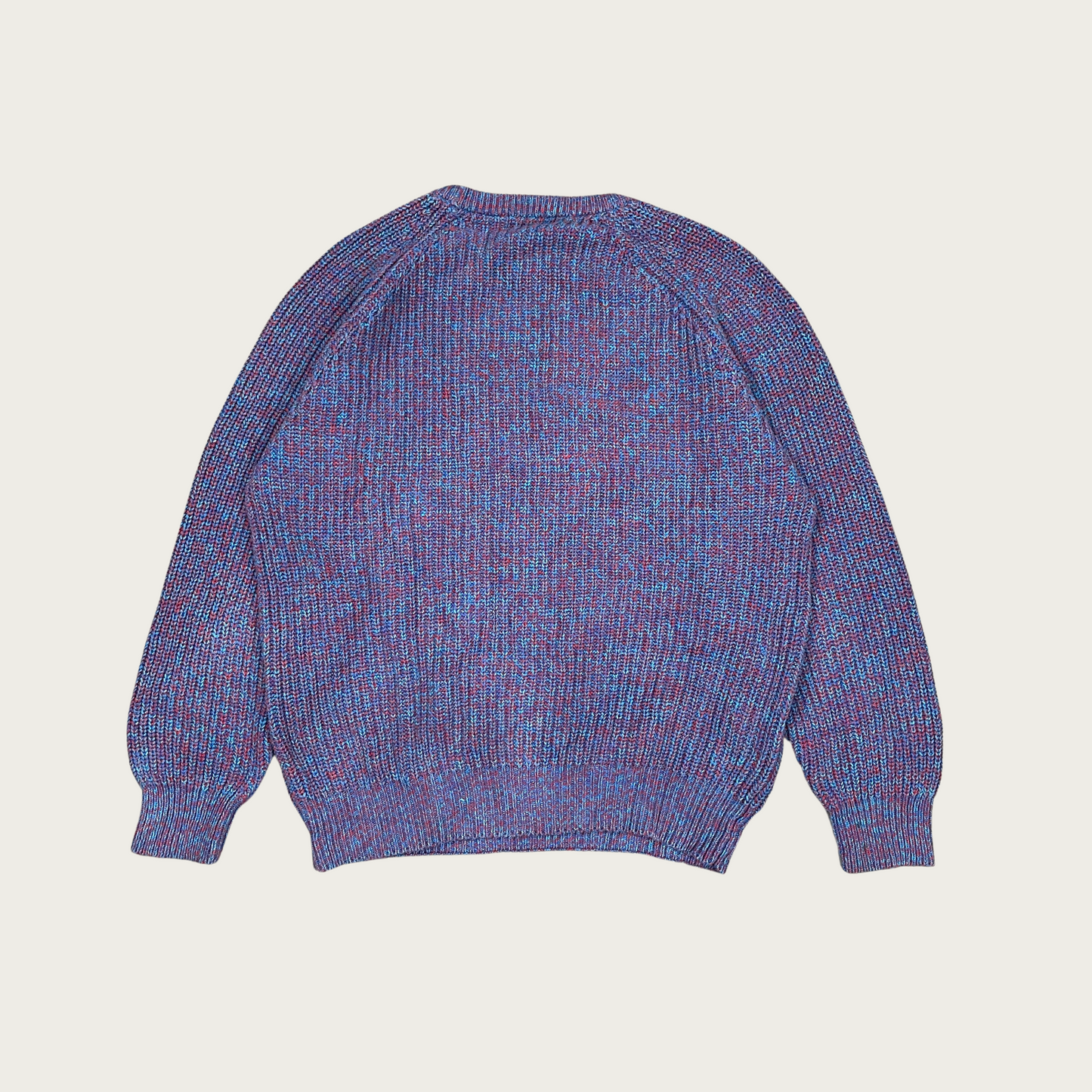 (L) Blue and Red Marled Knit Sweater