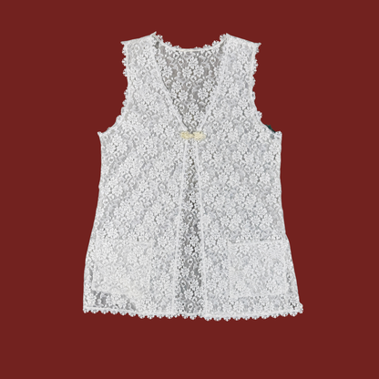 (M) White Lace Vest
