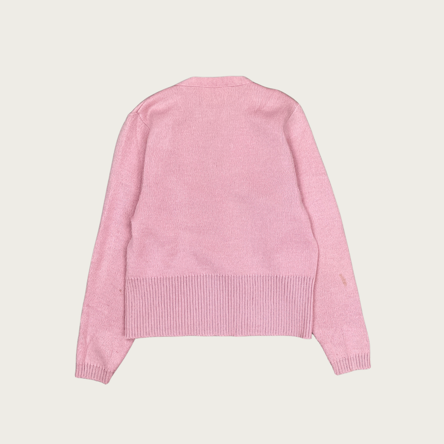 (S) Pink Double Breasted Wool Cardigan