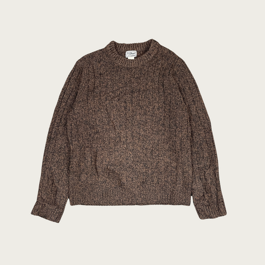 (S) Brown Cable Knit Lambswool Sweater