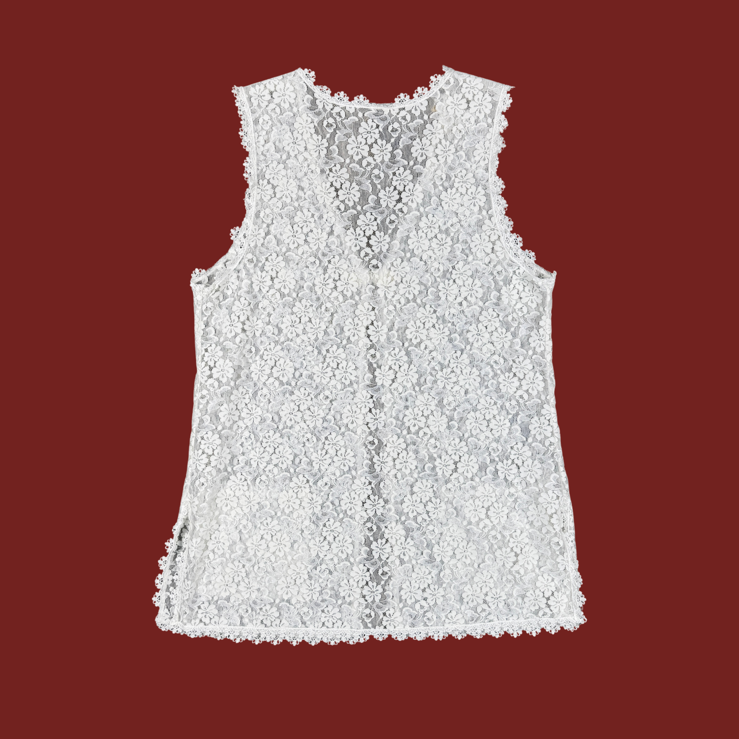 (M) White Lace Vest