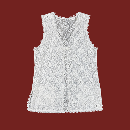(M) White Lace Vest