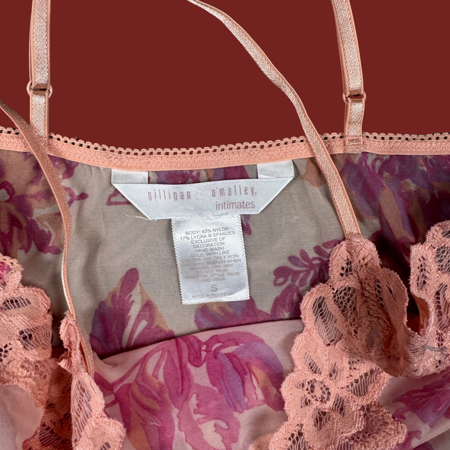 (S) Y2K Pink/Purple Floral Mesh Cami