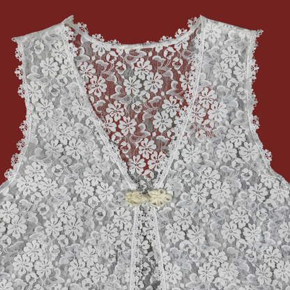 (M) White Lace Vest