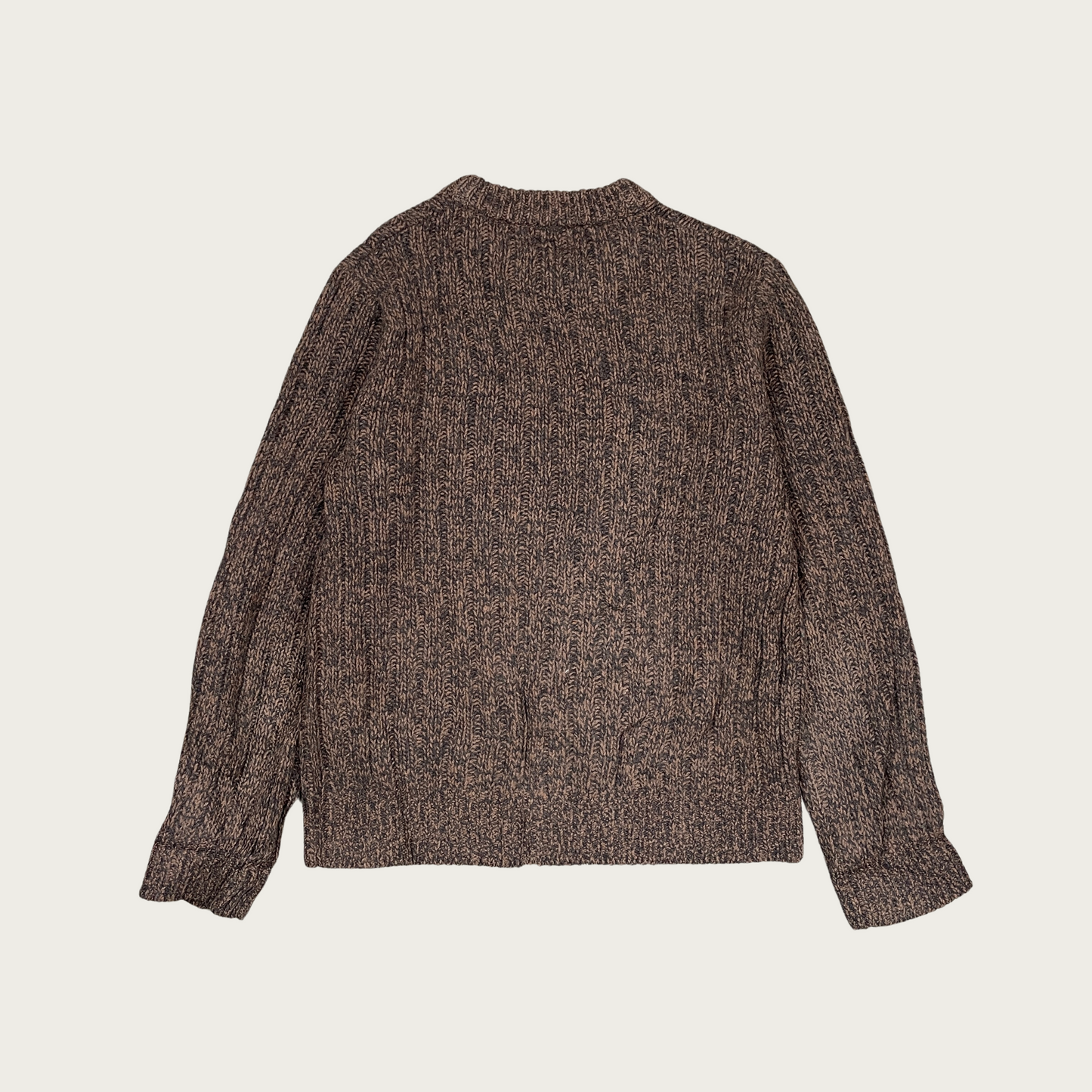 (S) Brown Cable Knit Lambswool Sweater