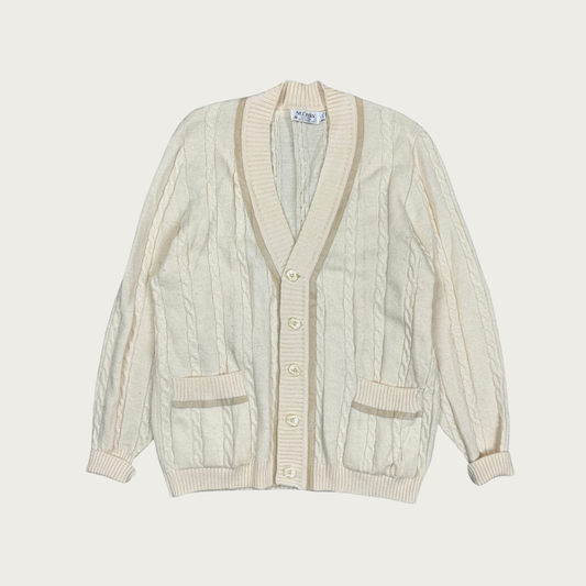 (L) Cream Cable Knit Cardigan