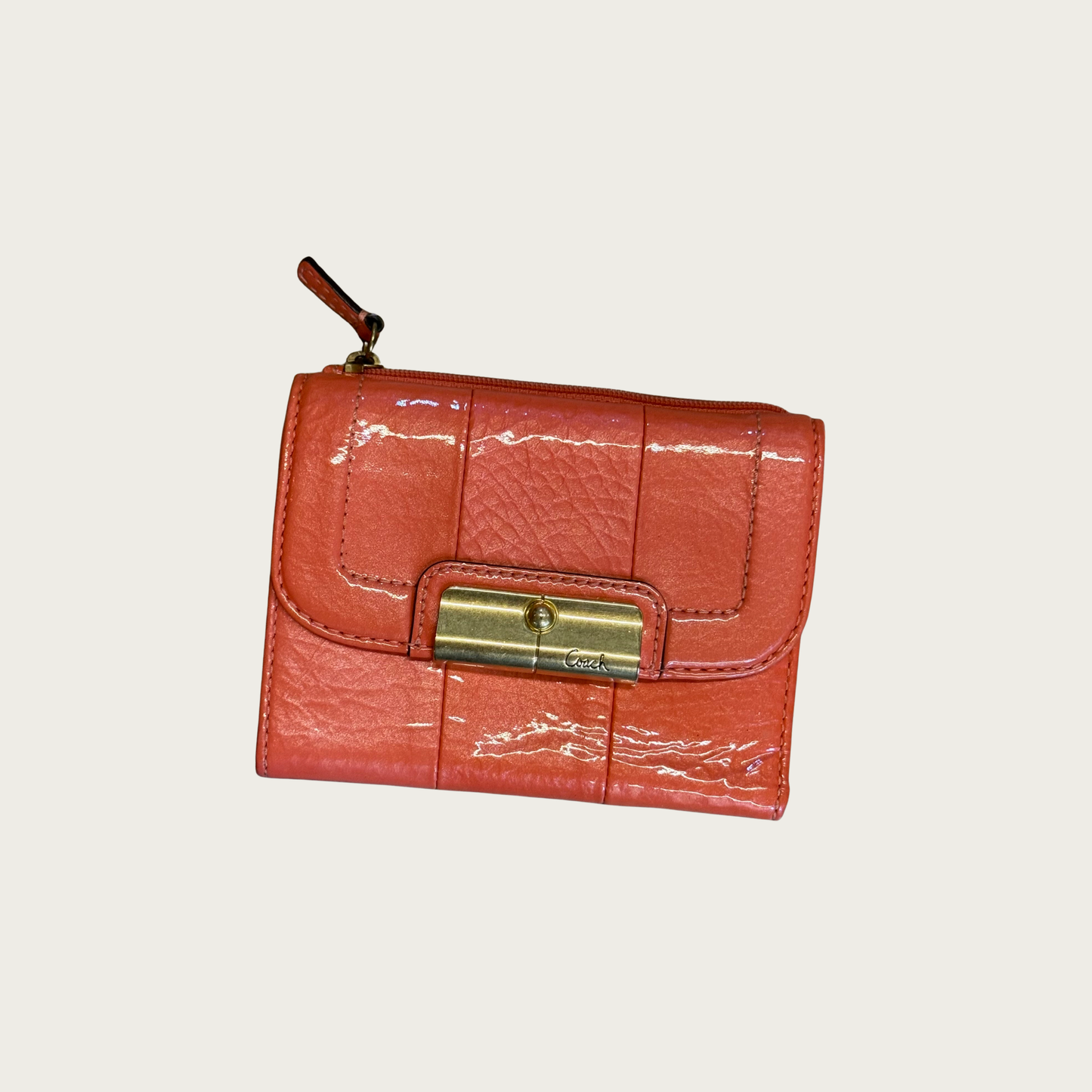 Coach Kristin Patent Leather Coral Shoulder Bag & Wallet