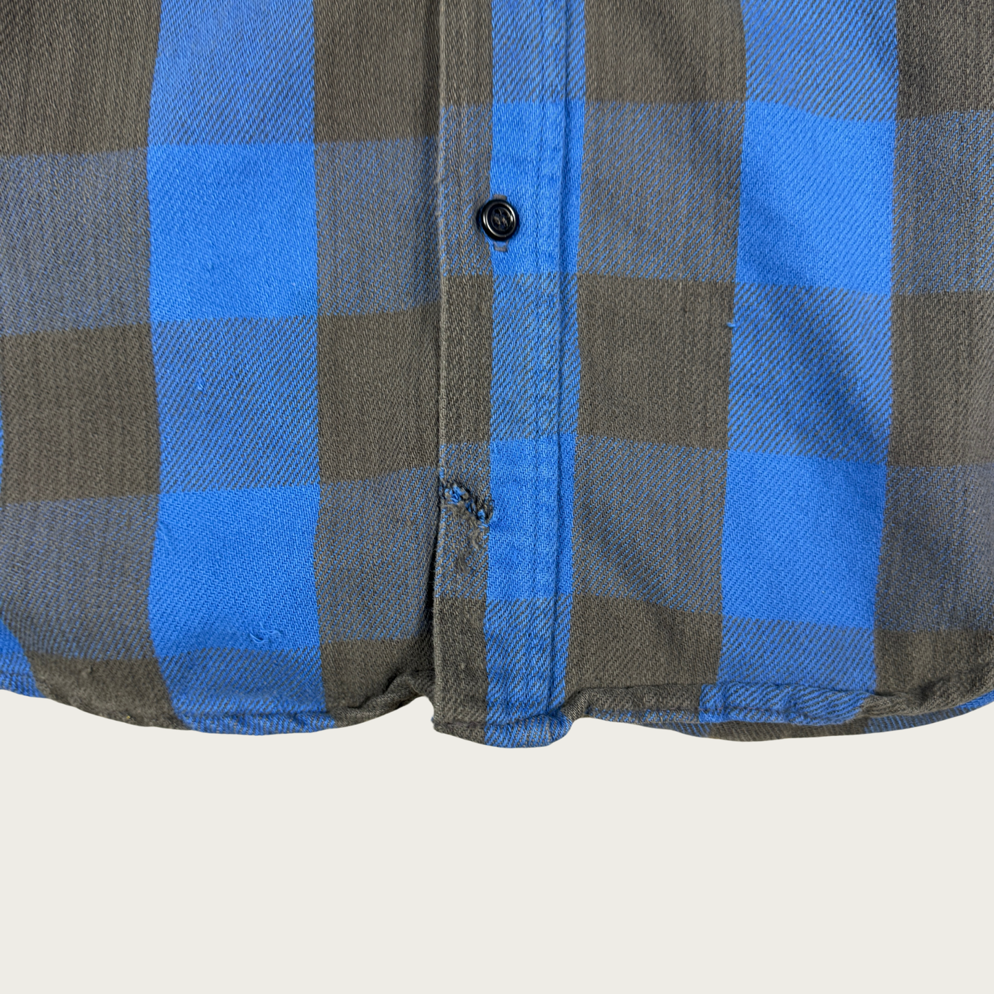 (S) 80s/90s Gray/Blue Distressed Flannel