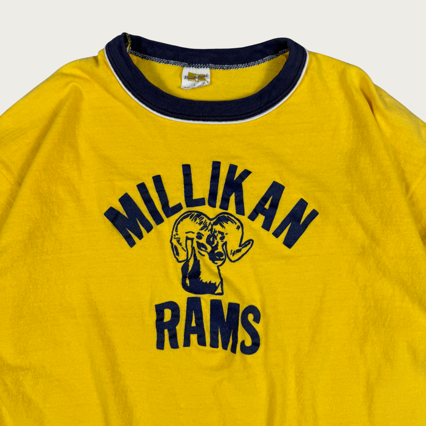 (L/XL) 70s/80s Millikan Rams Ringer Tee