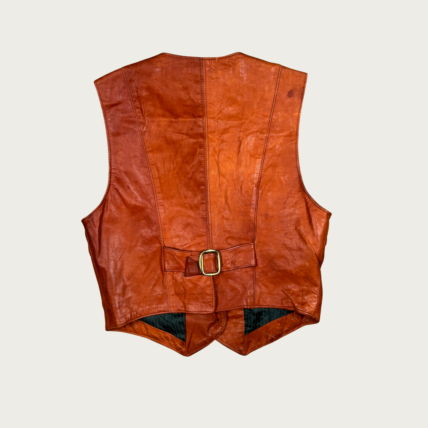 (S/M) 70s Tan Leather Vest
