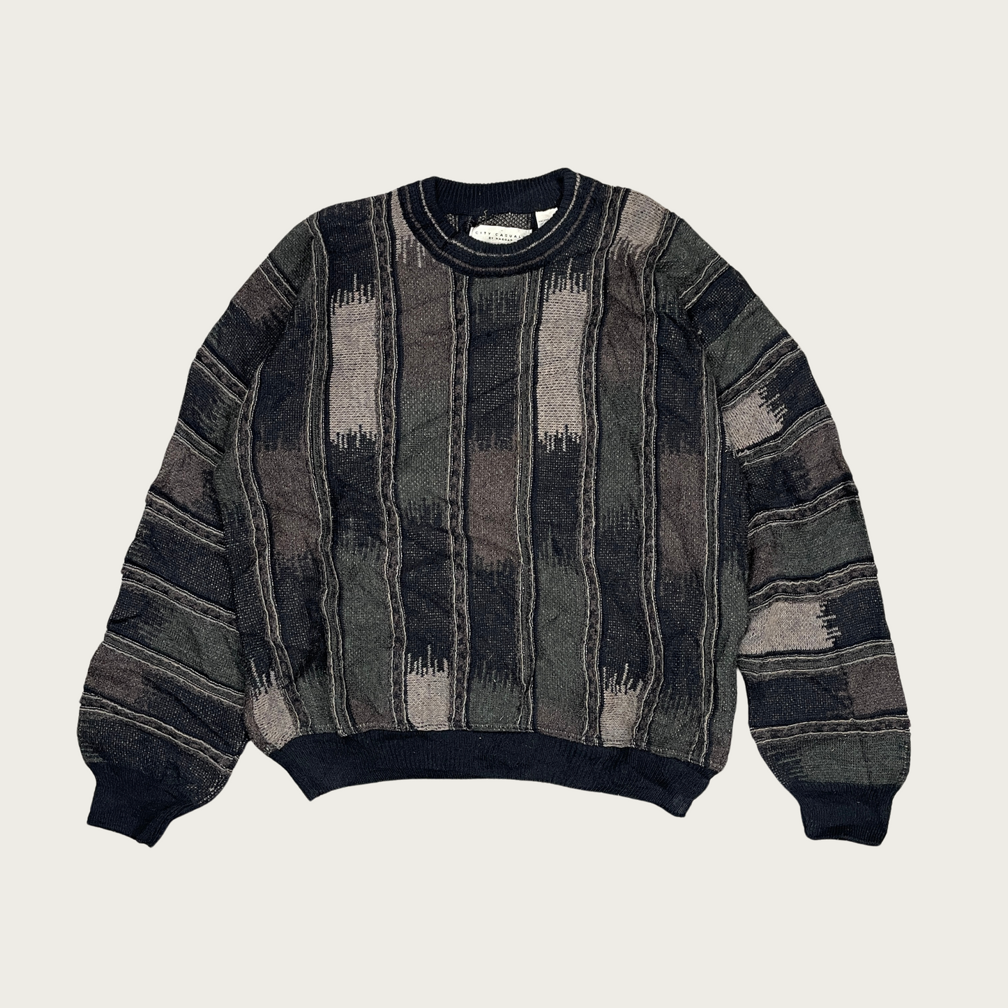 (L) Earth Toned Striped Sweater