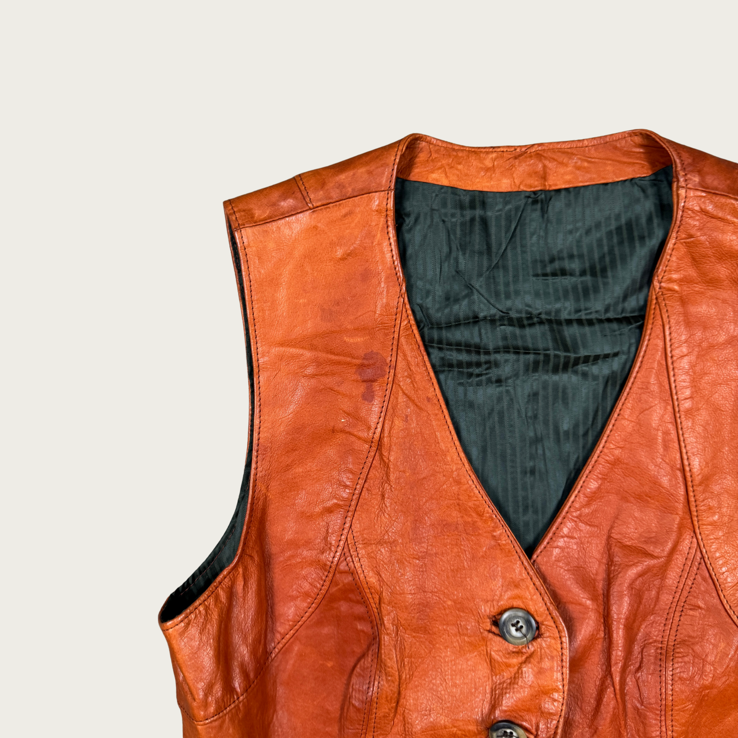 (S/M) 70s Tan Leather Vest