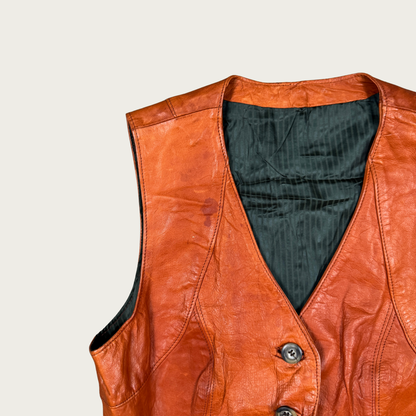 (S/M) 70s Tan Leather Vest